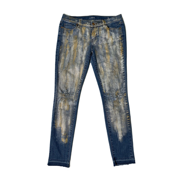 REFRESHED- Ann Taylor LOFT Hand Painted Denim Jeans - Picture 1 of 6